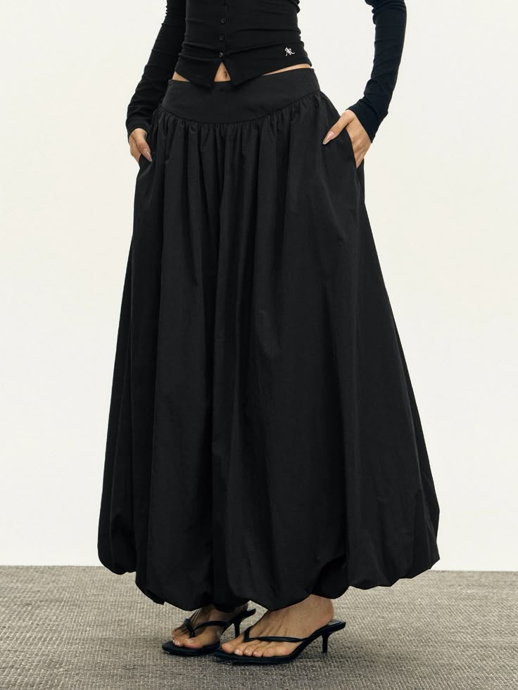 Flowy-Maxi-Bubble-Skirt-with-Pockets